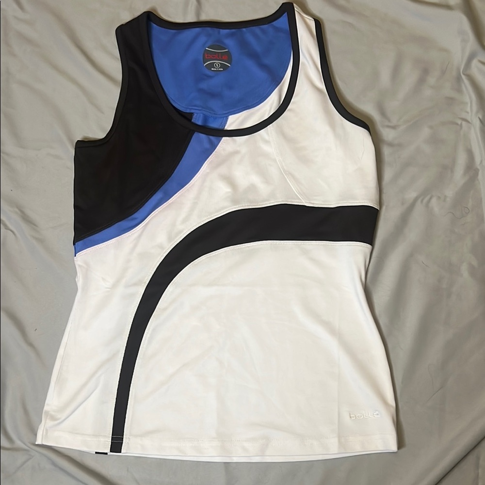 Bolle White and Black Fitted Sleeveless Tank Top